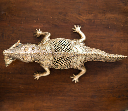 Authentic Dhokra Art from Odisha - Crocodile - ArtisanSoul