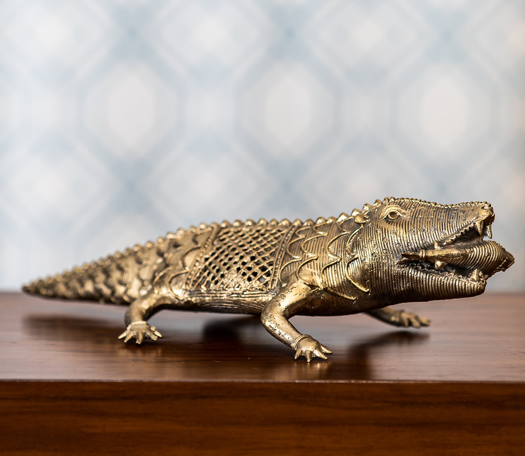 Authentic Dhokra Art from Odisha - Crocodile - ArtisanSoul