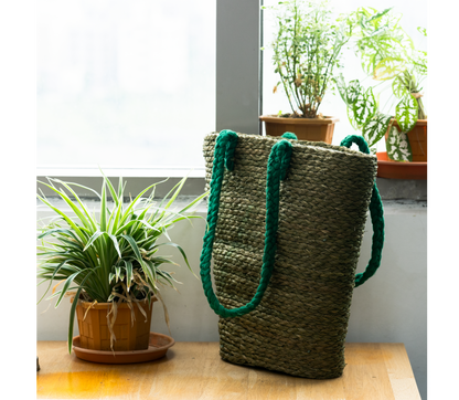 Multi Utility bag of Sabai Grass - Triangle- Green - ArtisanSoul