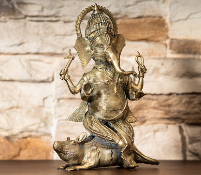Authentic Dokra Art from Odisha - Seated Ganesha - ArtisanSoul