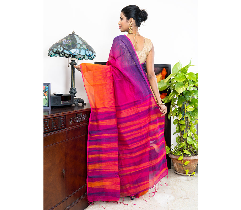 Buy Handloom Chocolate Bite Ikat Saree Online - Uttariya