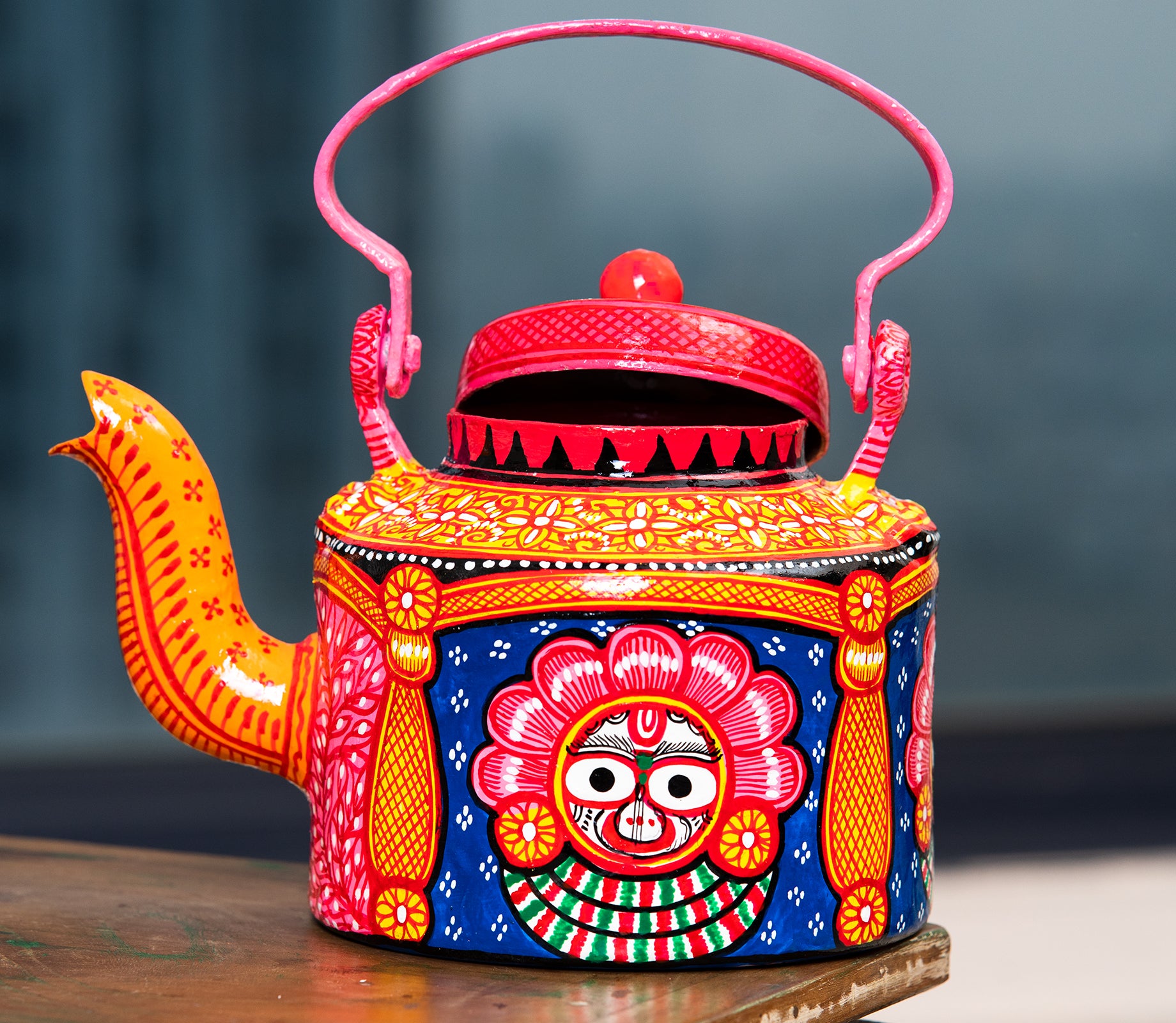 Pattachitra on Aluminium Kettle from Odisha Multicolored ArtisanSoul