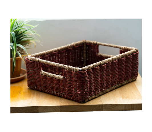 Multi Purpose Tray of Sabai Grass - Maroon - ArtisanSoul