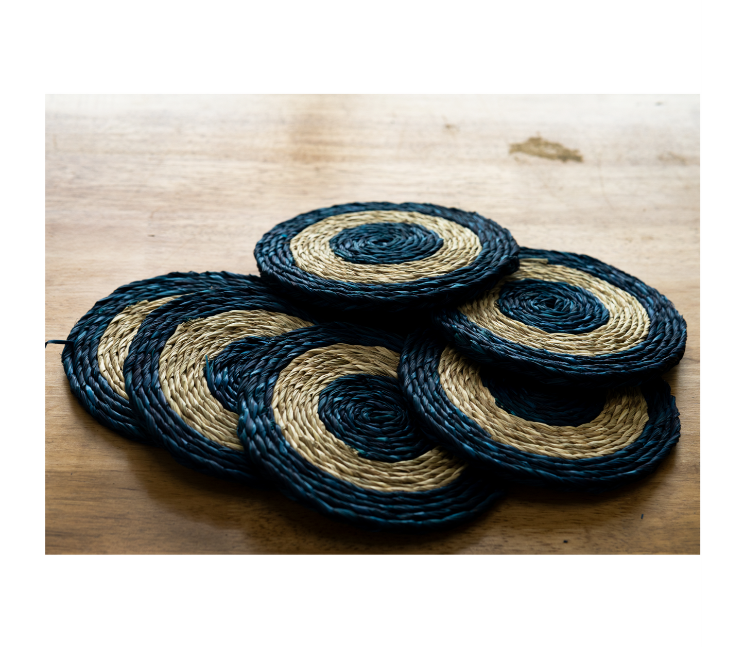 Coaster Set of Sabai Grass - Blue & Natural - ArtisanSoul