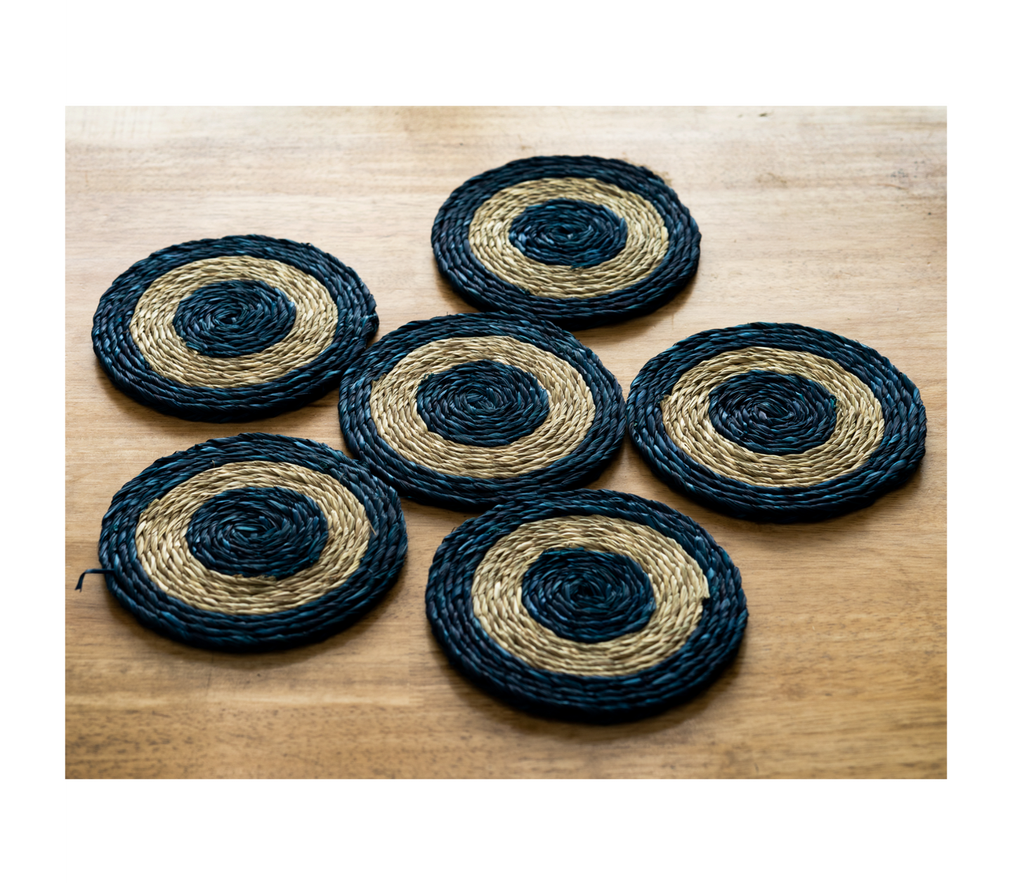 Coaster Set of Sabai Grass - Blue & Natural - ArtisanSoul