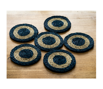 Coaster Set of Sabai Grass - Blue & Natural - ArtisanSoul