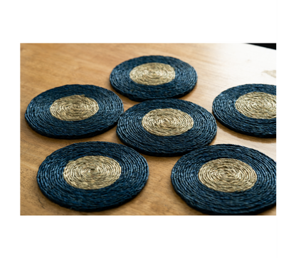 Coaster Set of Sabai Grass - Blue & Natural - ArtisanSoul