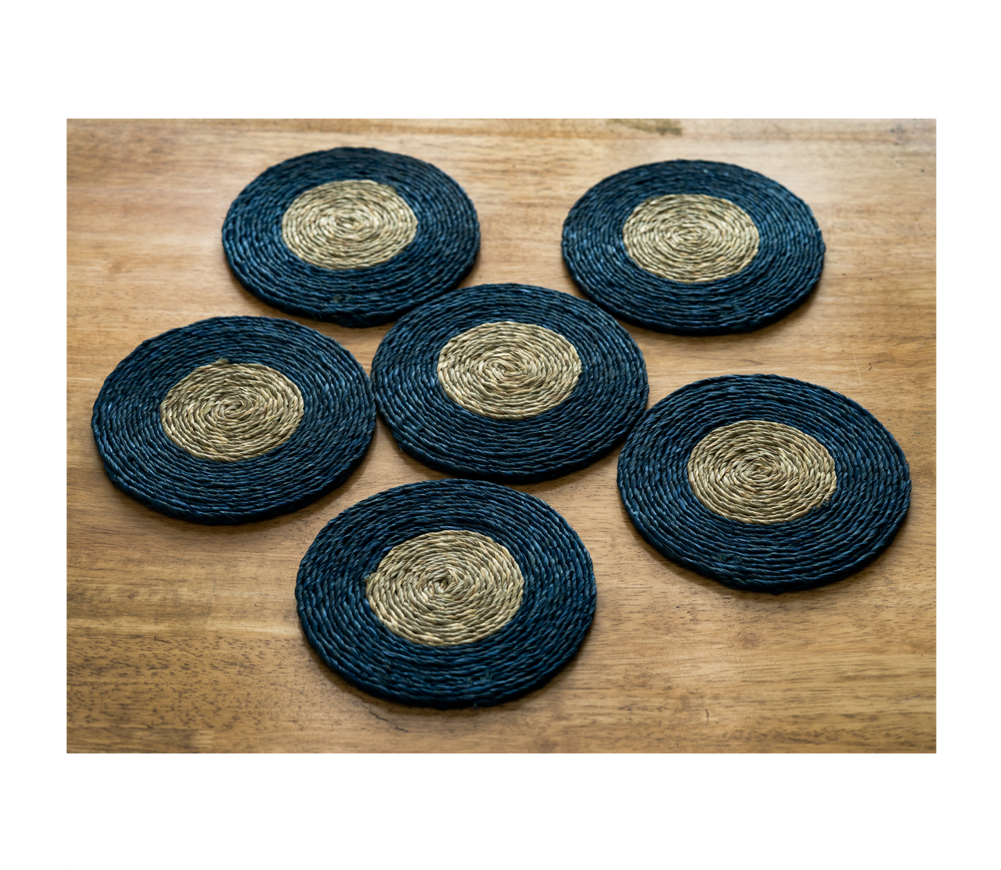 Coaster Set of Sabai Grass - Blue & Natural - ArtisanSoul