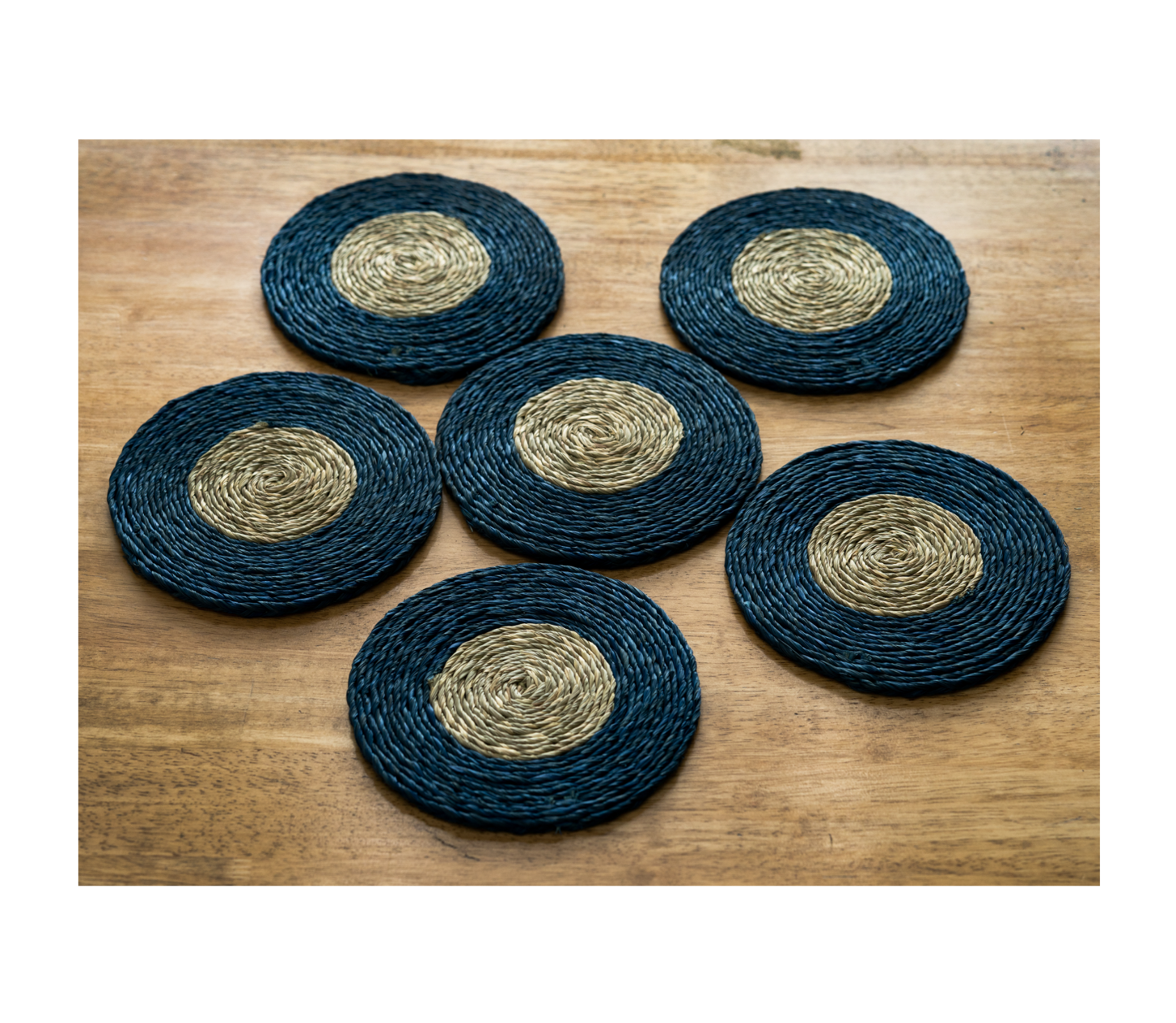 Coaster Set of Sabai Grass - Blue & Natural - ArtisanSoul