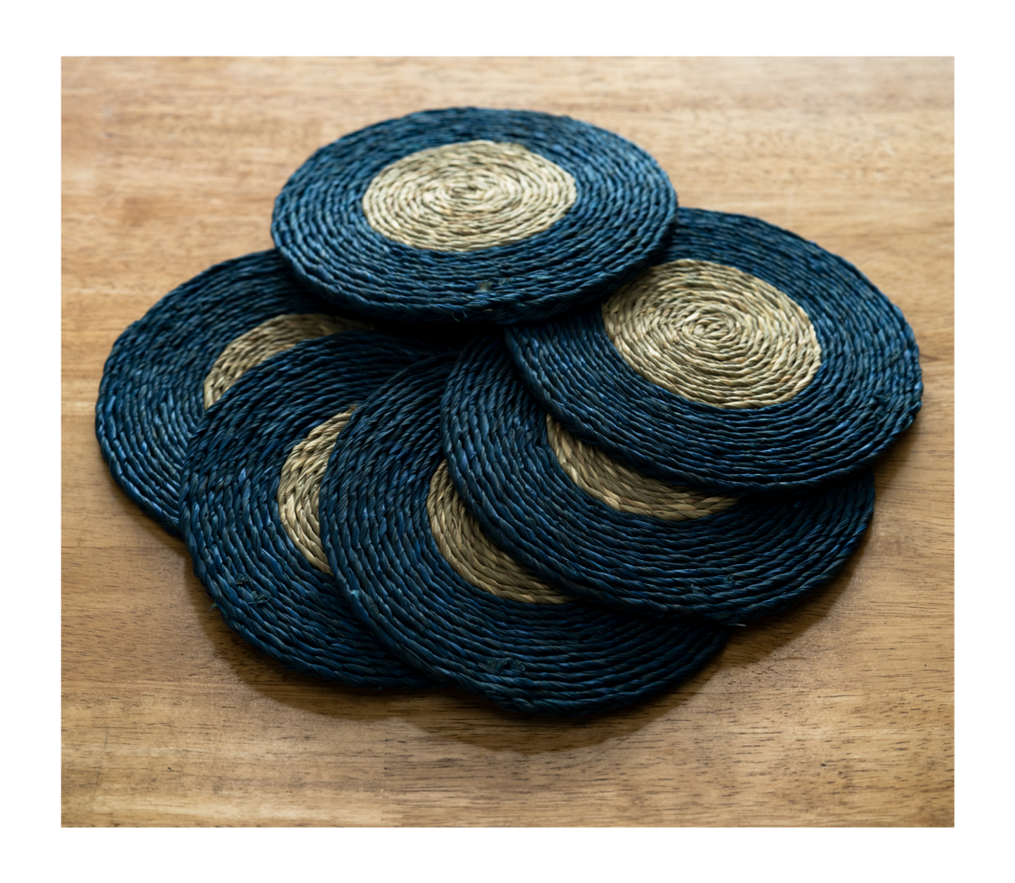 Coaster Set of Sabai Grass - Blue & Natural - ArtisanSoul