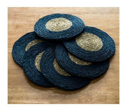 Coaster Set of Sabai Grass - Blue & Natural - ArtisanSoul