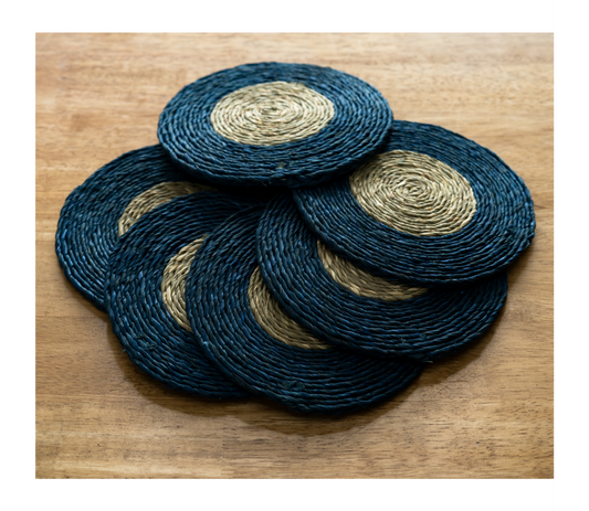 Coaster Set of Sabai Grass - Blue & Natural - ArtisanSoul
