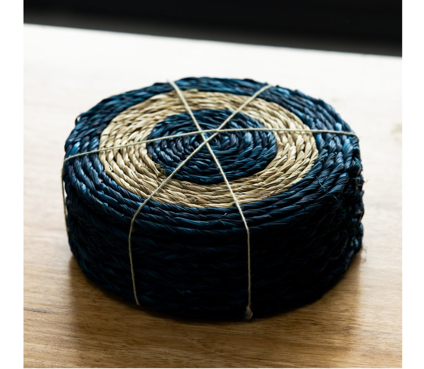 Coaster Set of Sabai Grass - Blue & Natural - ArtisanSoul