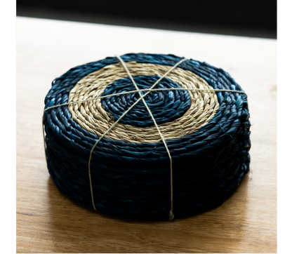 Coaster Set of Sabai Grass - Blue & Natural - ArtisanSoul