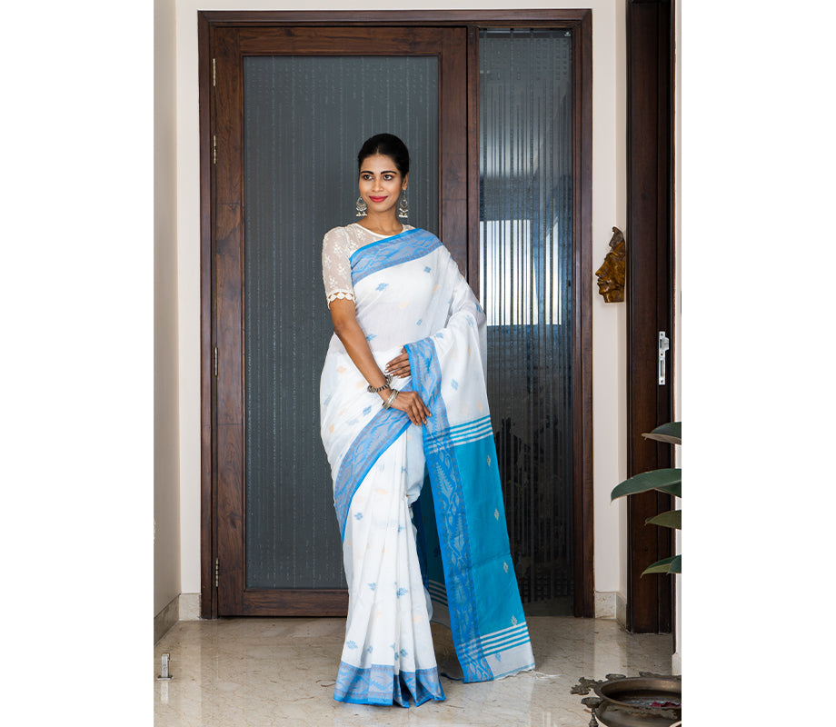 Pure Banarasi Silk Handloom Saree in Navy Blue : SDBA544