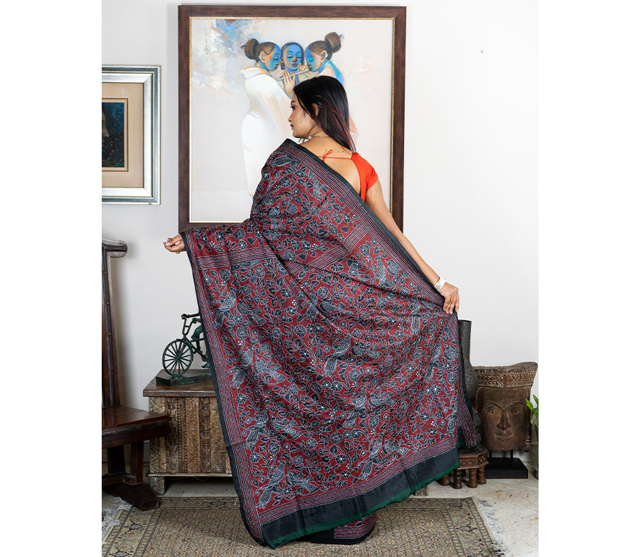 Multicolor Kantha Stitch Saree - GJ1920-7