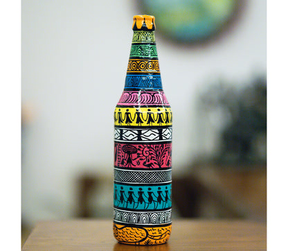 Pattachitra Art on Glass Bottle from Odisha - ArtisanSoul