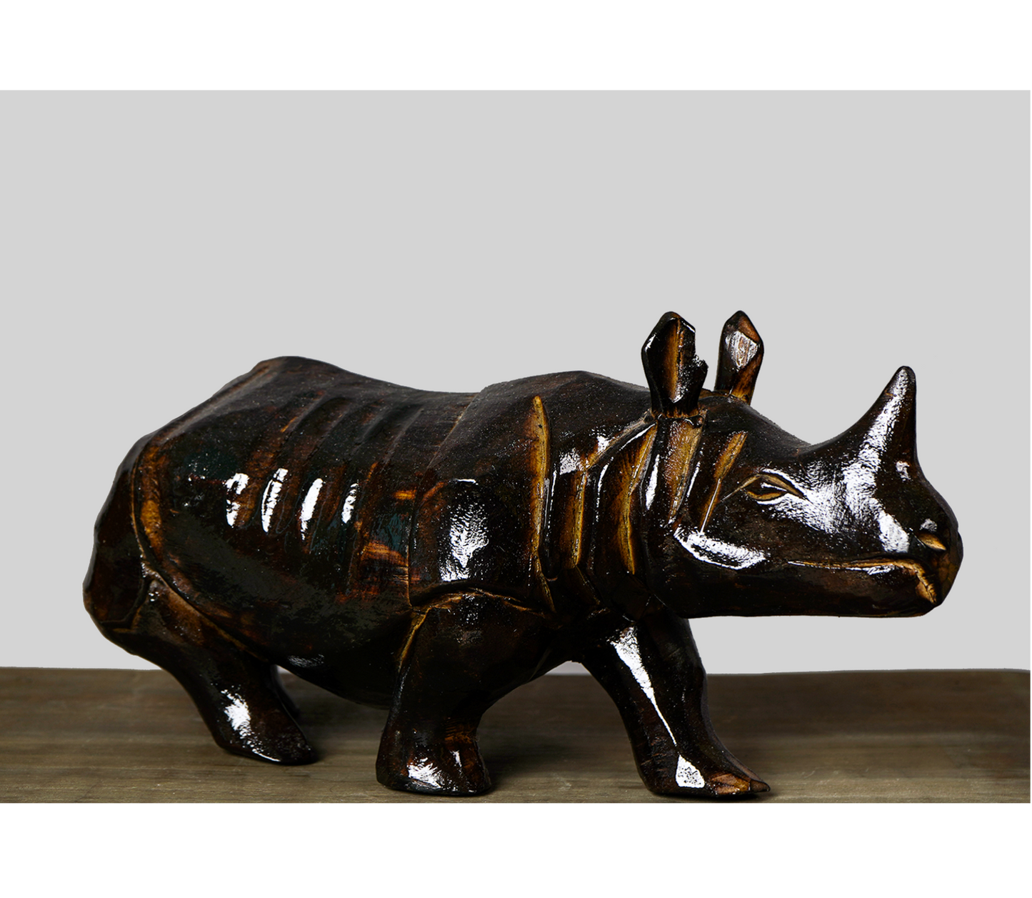 Wooden Rhino from Assam - Dark Brown