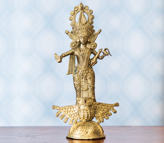 Authentic Dokra Craft - Standing Laxmi Idol - ArtisanSoul