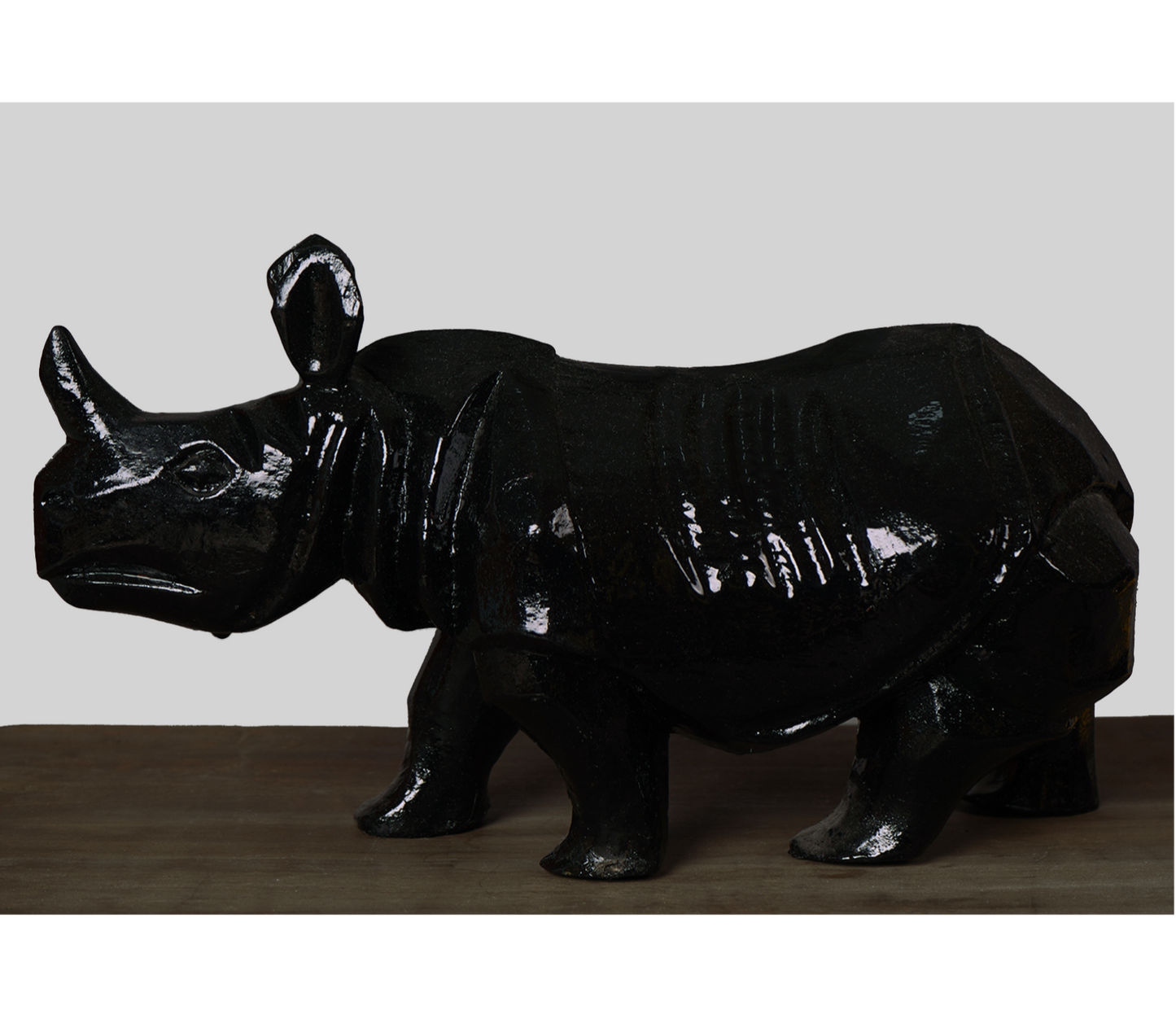 Wooden Rhino from Assam - Black