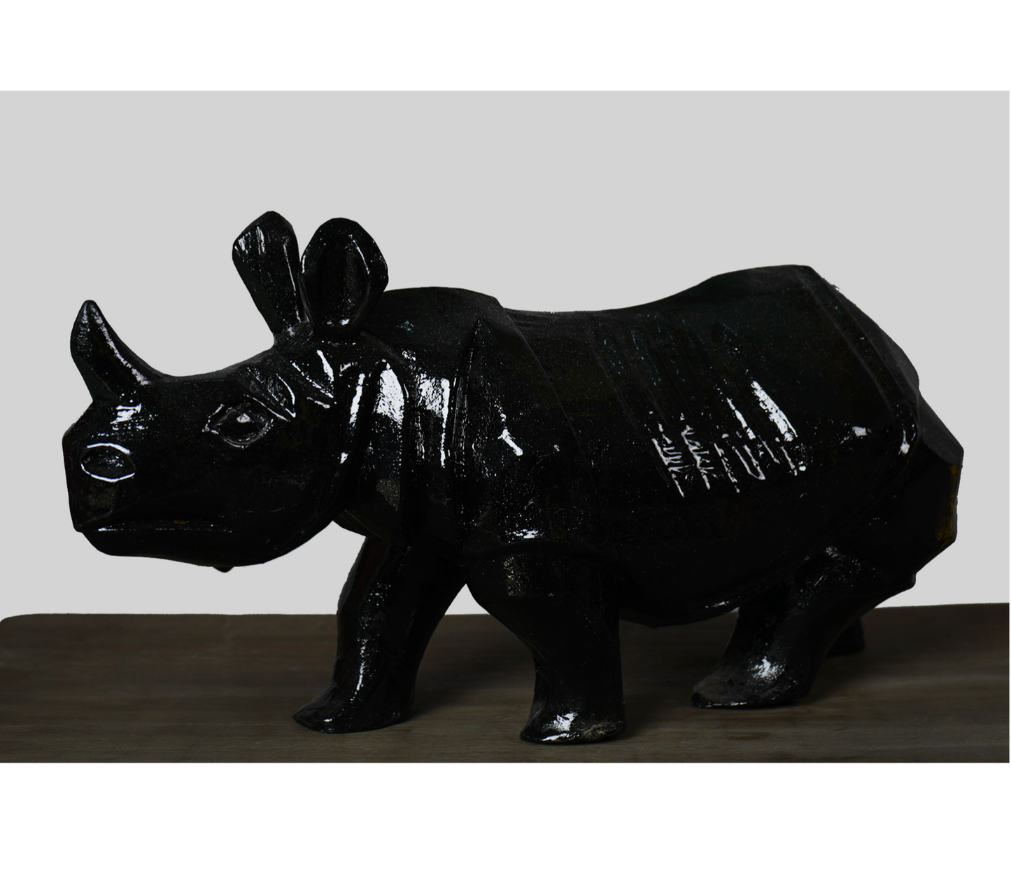 Wooden Rhino from Assam - Black