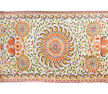 Kantha Stitched Dupatta on Tussar Base - Red and Black - ArtisanSoul