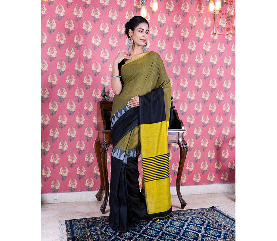 Buy APAAPI THREADS OF GLORY Yellow Blacktye Dye Handloom Cotton Saree By  Apaapi Online at Best Prices in India - JioMart.