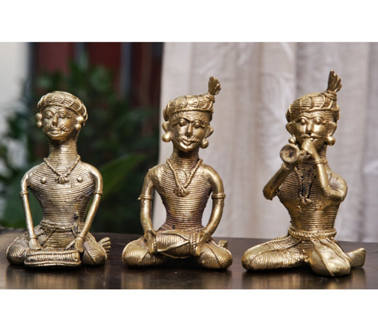 Authentic Dokra Art from Odisha - Three Musician Set