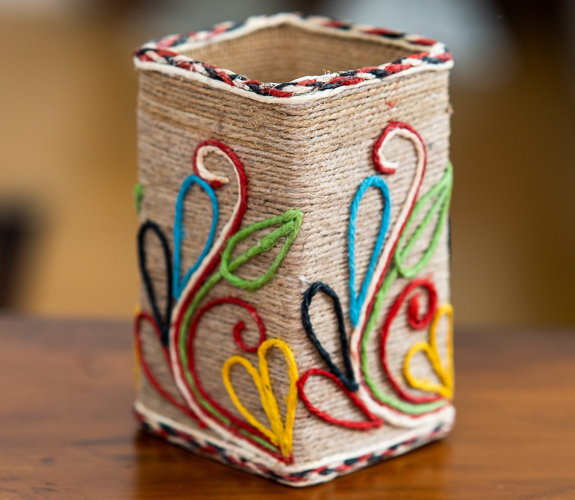 Jute Pen Stand from West Bengal - ArtisanSoul