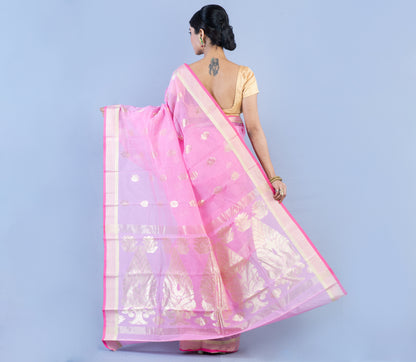 Tant Saree - Pink & Zari - ArtisanSoul