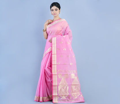 Tant Saree - Pink & Zari - ArtisanSoul