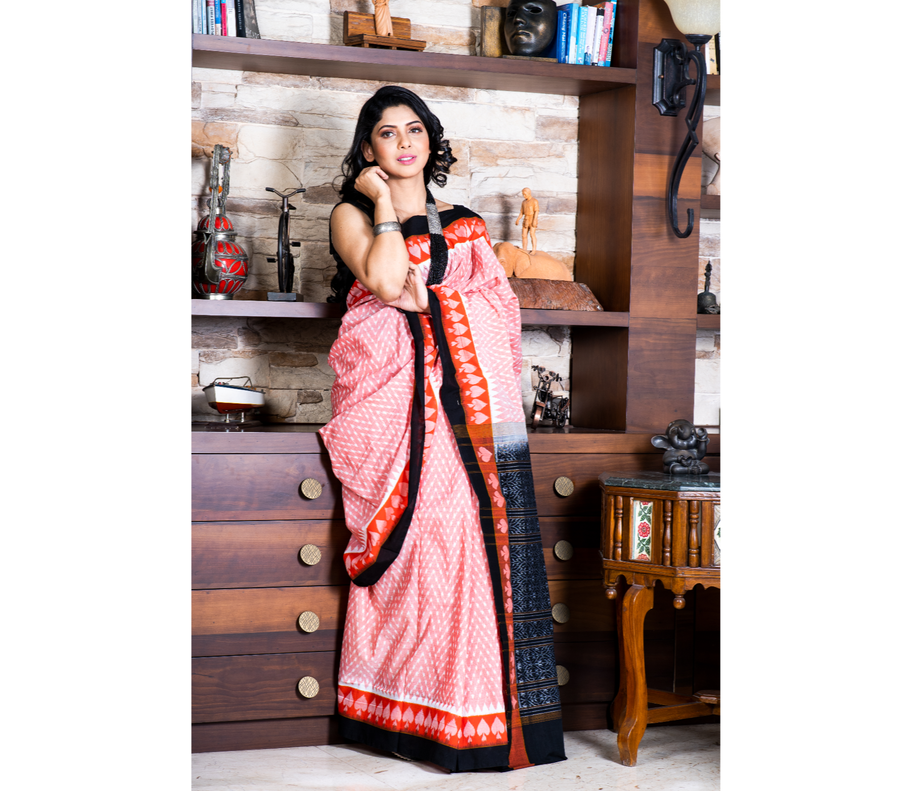 Sambalpuri Saree - Pure Cotton - Blue and Pink - ArtisanSoul