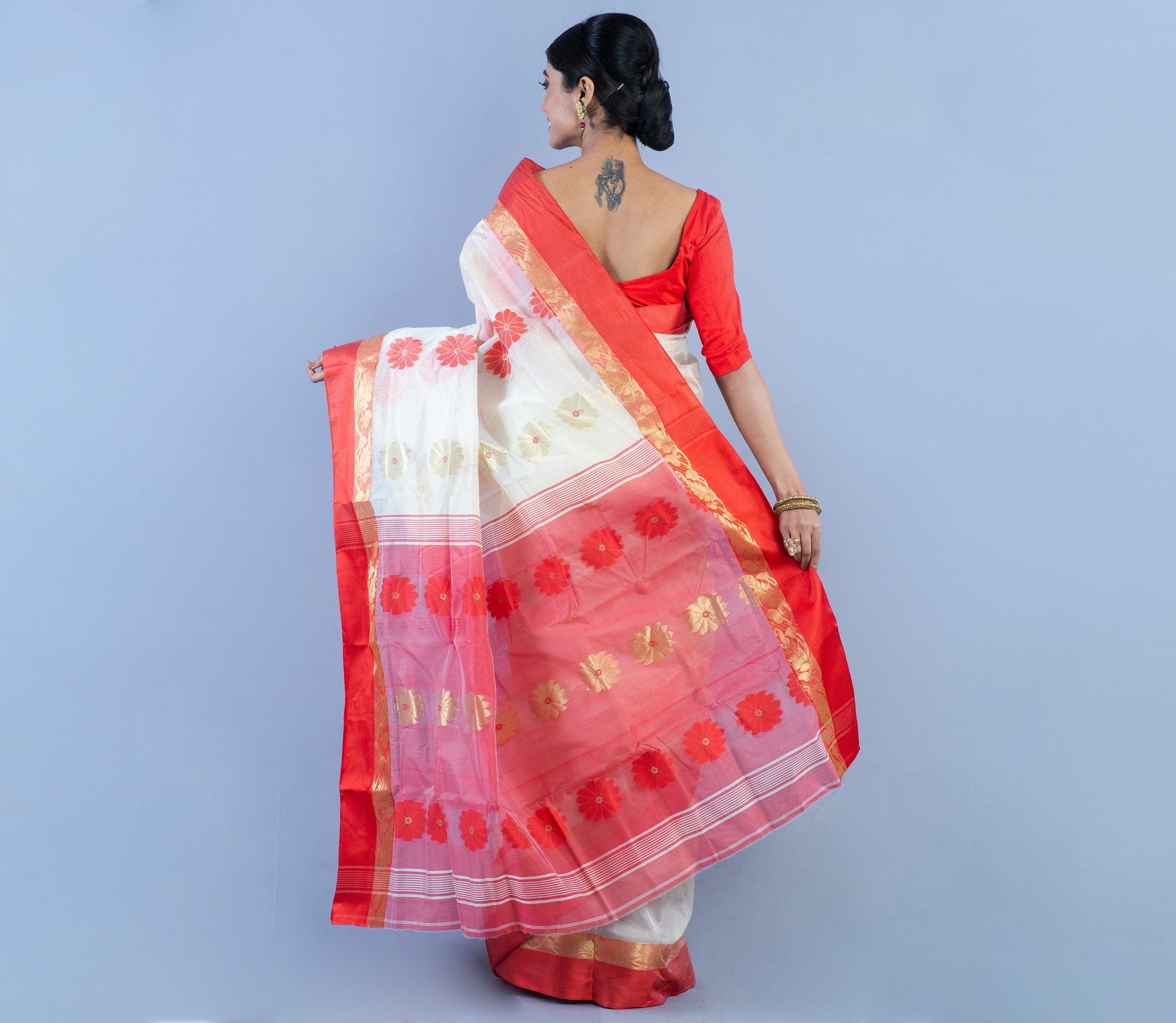 Buy Bengal Handloom Cotton saree (With Blouse) 17833 | www.maanacreation.com