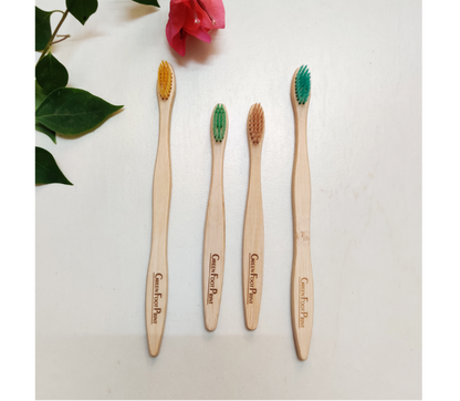 Natural Bamboo Toothbrush - 2 Adults & 2 Kids Combo