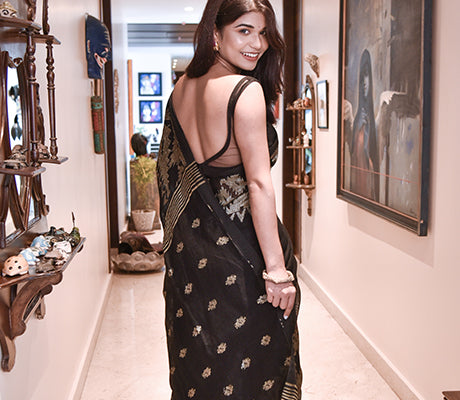 Black Linen Saree