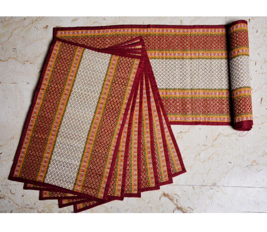 Ajrakh Print Modal Silk Stole From Bengal - Maroon - ArtisanSoul
