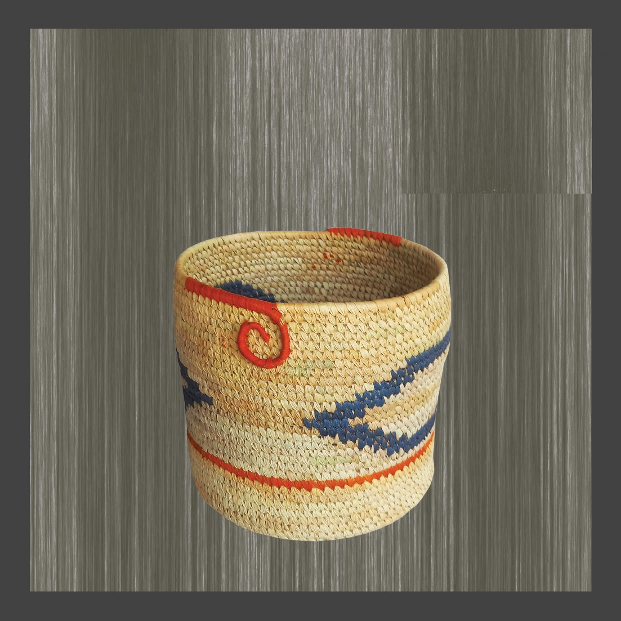 Sabai Grass Planter Natural Orange and Blue - ArtisanSoul