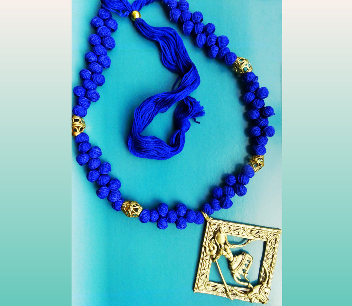 Handcrafted Dokra Necklace Dancing Shiva - Blue