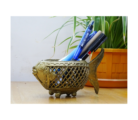 Authentic Dokra Craft from Bengal - Fish Shape Pen Stand