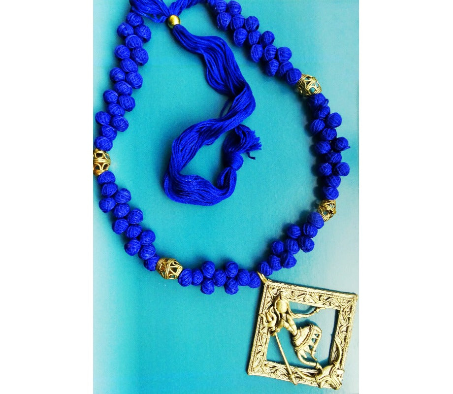 Handcrafted Dokra Necklace Dancing Shiva - Blue